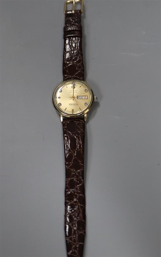 A gentlemans 1960s? 10k gold filled Longines Admiral Automatic wrist watch, on later strap,
